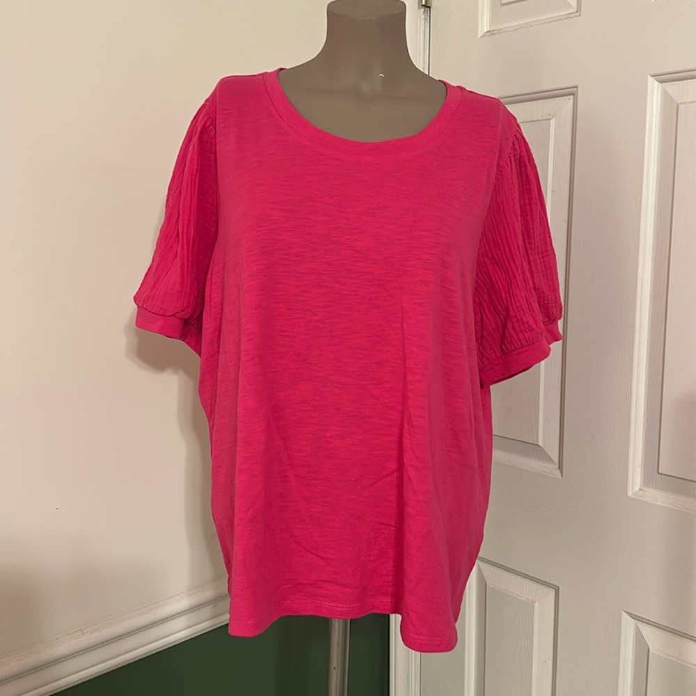 Time and Tru Short Puff Sleeves Scoop Neck sz XL